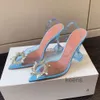 Amina Muaddi Maam Begum Crystal Decoration PVC Pumps Shoes High Heels Women's Luxury Designer Dress Shoes Party Slips Sandals Crystal Shoes
