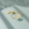 Küme halkaları konserve aşk kelebek zirkon ayarlanabilir zincir açık yüzük 925 STERLING Gümüş 18K Altın Ins Kadınlar için Güzel Takı Partisi Hediye
