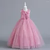 Girl Dresses 5-14 Years Tulle Long Teenagers For Children's Party Clothing Kids Evening Formal Prom Bridesmaid Wedding Gowns