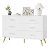 Shintenchi 6 Drawer Dresser, Wide Chest of Drawers Organizer with Drawers, Large Storage Cabinet, Modern Design Dresser for Bedroom, Living Room, Porch, White