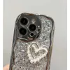 Cajas de teléfonos celulares Capeización de lujo Epoxi Sequin 3D Case de teléfonos cardíacos para iPhone 15 Pro Max 14 13 12 11 Cubierta de silicona de parachoques a prueba de golpes H240326