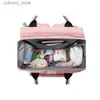 베이비 침대 폴드 브 방수 분홍색 젖꼭지 가방 기저귀 가방 교체 패드 L240320이있는 다기능 침대 가방