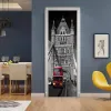Autocollants Londres cabine téléphonique autocollants de porte en vinyle 3D Paris Art moderne Design papier peint pour la décoration de la chambre affiches de congélateur amovibles