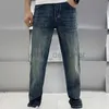 Jeans da uomo firmati Autunno / Inverno Nuovi jeans Marchio di moda Piccola gamba dritta Slim Fit Lavaggio elastico Pantaloni di marca ispessimento da uomo di lusso leggero di fascia alta