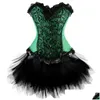 Bustiers Corsets 여성 레이스 Y 코르셋 드레스 고딕 란제리 Bustier Vintage with Burlesque Skirt 세트 플러스 크기 S-6XL 드롭 배달 APPA OTU47