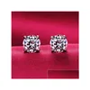 Stud Women Men uni Classic CZ Diamond Earrings 18K White Gold Sier Post Size m 4mm 5mm 6mm 8mm 10mm Drop Leverans smycken DH9JF