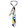 Bow Ties De Stijl Print Tie Random Squares Printed Neck Elegant Collar For Unisex Adult Wedding Necktie Accessories