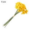 Flores decorativas 6pcs excelente simulação buquê de flores de narciso leve decoração de plantas falsas para a escola