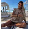 2024 Crochet Cover Up Beach Sexy See Through Hollow Out Dress Donna Abiti estivi Copricostumi da spiaggia in maglia Bikini 240315