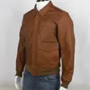 2020 Brown Hommes USAF Militaire A2 Pilot Veste Grande Taille XXXL Véritable peau de vache Automne Naturel Aviateur Manteau en cuir w4by #