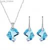 Boucles d'oreilles collier ensembles de bijoux de mariage cristal d'autriche pendentif géométrique collier boucles d'oreilles pendantes pour femmes amis accessoires de qualité L240323