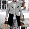 Mens Trench Coats Long Coat Men Gothic Cardigan Slim Cloak Sweater Hooded Knitted Plaid Fashion Jacket Autumn Steampunk Drop Delivery Ottkx