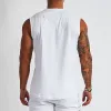 plain Cott V-neck Fitn Tank Top Men Summer Muscle Vest Gym Clothing Bodybuilding Sleevel Shirt Workout Sports Singlets 277P#