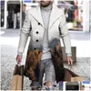 Mens Trench Coats Long Coat Men Gothic Cardigan Slim Cloak Sweater Hooded Knitted Plaid Fashion Jacket Autumn Steampunk Drop Delivery Ottkx