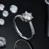 Anelli a grappolo BOEYCJR in argento 925 con fiocco di neve1ct D colore Moissanite VVS1 elegante anello di fidanzamento per donna