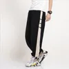 Men Cott Linen LG Pants Joggers Streetwear Patchwork Sweatpants Byxor Män avslappnade lösa raka byxor plus storlek M-8XL F2WV#