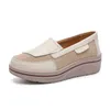 Casual Shoes Women's Platform Sneakers Cow Suede Leather Flats Höjd Ökande Slip på loafers Swing Grunt Ladies Footwear