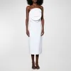 Ins Internet célèbre blanc tridimensionnel grand dimension de fleur conception de robe sans bretelle robe robe de bandage 333698