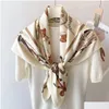 SCHERVES Summer Summer Design Fashion Brand Letter Classic Flower Flower Satin Square Square Square Square Square Outdoor Shawl Silk Turban Beach Wra DHX7C