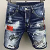 Herr shorts herrar shorts jeans designer jean short mode casual smal rippade färg blixtlås d lapp d brev broderi denim shorts för män gata nya denim shorts 2024