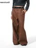 Mauroicardi Spring Autumn LG Lose Casual Brown Pu Leather Pants Men Wide Len Luxury Designer Unisex Byxor FIS 2023 D8KF#