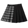 Skirts Gothic Patchwork Skirt Goth Vintage Harajuku Red Haig Black And White Plaid Punk Pleated Skater