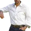 Chemises décontractées pour hommes Slim Fit Chemise Revers Vintage Western Cowboy Imprimer Manches longues pour hommes Streetwear Business Cardigan Manteau