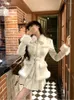 Vestidos de trabajo 2024 Moda coreana Conjuntos de falda de 2 piezas Mujeres Casual Manga larga Elegante Y2K Abrigo de invierno Oficina Señora Dulce Fiesta corta