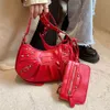 Factory Direct Store Handbag Free Shipping Womens New 2024 Korean Fashion Rivet Personalized Underarm Bag Instagram Brown Sugar Fruit Single Shoulder Dumpling Bun