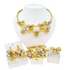 Brincos de colar Set Set Gold Brasilian Bated Luxury Women Jóias de Luxo Duas Coloras Bola Bola de Casamento Gift Gift