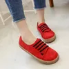 Casual Shoes Large Size Women Canvas Shoe All-match Lace Up Flats Soft Sole Pedal Non-slip Women's Sneakers