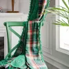 Rideaux de Style américain à carreaux verts, teints en fil, semi-ombragés, pour baie vitrée, pour cuisine, salon, chambre à coucher, décoration de la maison