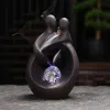 Burners Backflow Incense Burner Handicraft Hugging Lovers Incense Waterfall Burner Ceramic Incense Holder Censer Romantic Home Decor