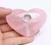 150200g HJT Whole New Tumbled Crystal Heart Tobacco pipes PinkRose Quartz Crystal Smoking Pipes 8816417