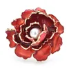 Brosches Wulibaby Pretty Peony Flower for Women Unisex 2-Color Emalj Pearl Plants Party Office Pins Gifts