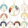 Pendant Necklaces 3 Styles Irregar Chip Stone Crystal Wire Wrap Tree Of Life Amethyst Rose Quartz Chakra Beads Necklace For Women Jewe Ot5Ag