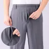 chic Father Pants Quick Dry Breathable Father Trousers Mid Waist Elderly Men Father Pants N5Pi#