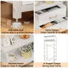 Furnulem White with 5 Drawers, Vertical Storage Tower Fabric Dresser for Bedroom, Hallway, Entryway, Nursery, Closet Organizer, Nightstand Bedside Table