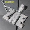 Hip Hop Gold Sier Color A-Z Letters Pendante Collier pour hommes bijoux en zircon complet
