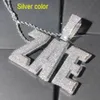 Hip Hop or argent couleur A-Z lettres pendentif hommes collier complet Zircon bijoux