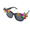 Güneş gözlüğü lüks kare kadın marka tasarımcısı retro kristal çiçekler güneş gözlükleri vintage feminino gözlükler