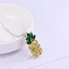 Pendant Necklaces Pineapple Necklace Yellow Clear Cubic Zirconia Platinum Plated Chain Island Style Fruit Brooch Jewelry