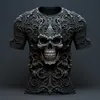 T-shirts rétro pour hommes 3D Skull imprimé Fiable Vêtements pour hommes Street Designer T-shirts à manches courtes en vrac Tshirt surdimensionné 2024 84xW #