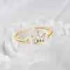 Cluster Rings Canner Gold-Plated Zircon Crown Leaf Shape Ring 925 Silver Women's Engagement Elegant Utsökt fina smycken Tillbehör