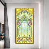 Filmer Privacy Windows Film Dekorativ kyrka Style Stained Glass Window Stickers Inget lim Static Cling Frosted Window Cling 38