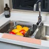 Masa Paspas Tezgahı Silikon Mat Bulaşıklar için Drenaj Askısı ile kaymaz drenaj pedi askı deliği banyo mutfak lavabosu