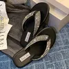 2024 sommer Hausschuhe Frauen Mode Strass Einfache Bequeme Weiche Sohlen Mit Schöne Flache Sandalen