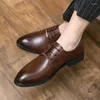 Casual Shoes Men's Business Career Oxfords Black Brown Fashion Golden Decoration Wedding Classic Leather Zapatillas Hombre