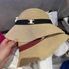 Designer Bucket Hats Women Summer Beach Women's Hats Fashion Straw Hat With Shell Gold Logo Caps