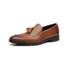 Shoes Men's Fashion Casual Split Leather Loafers Man business wave Leather Tessel Moccasins Shoes Luxury Brand Designer